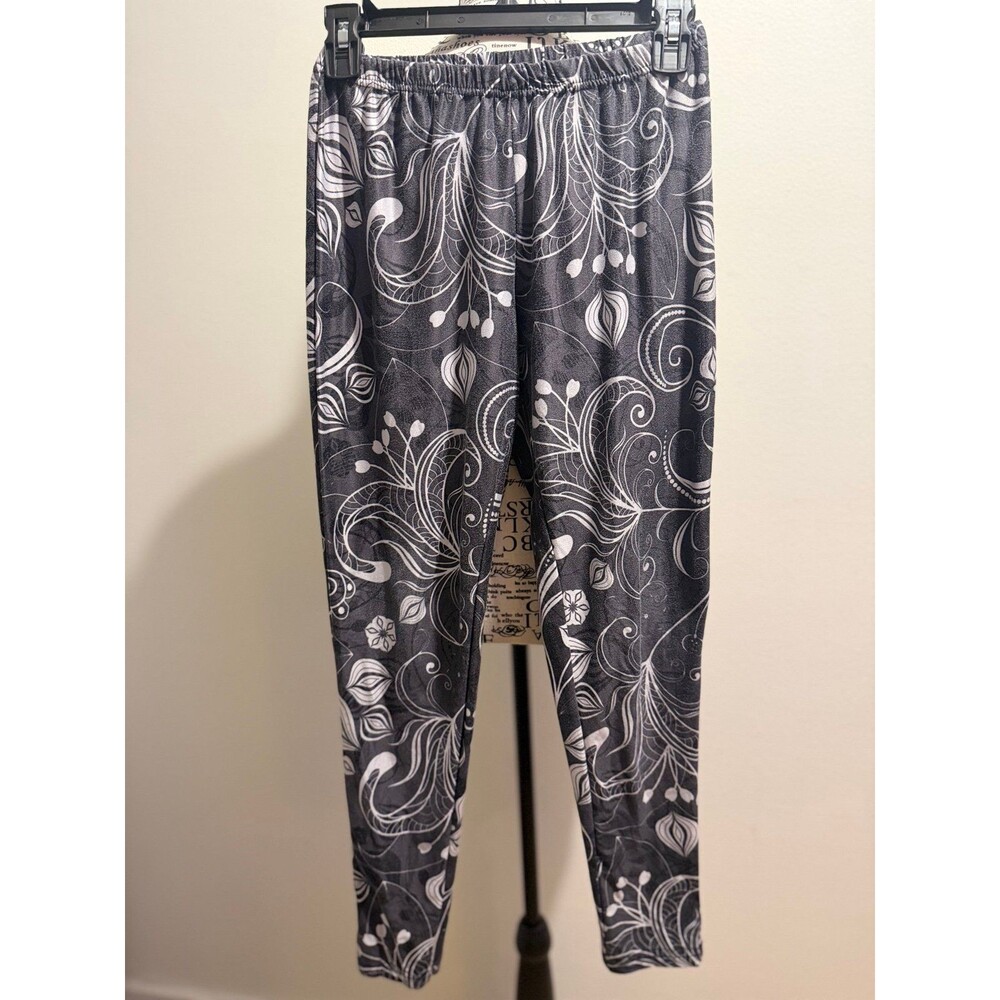 Azalea by Firmiana Black and White Floral Swirl Leggings S/M